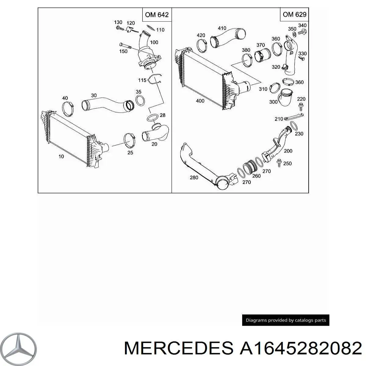 Mangueira (cano derivado) de intercooler Mercedes A1645282082 preço, a partir de 47,75 USD