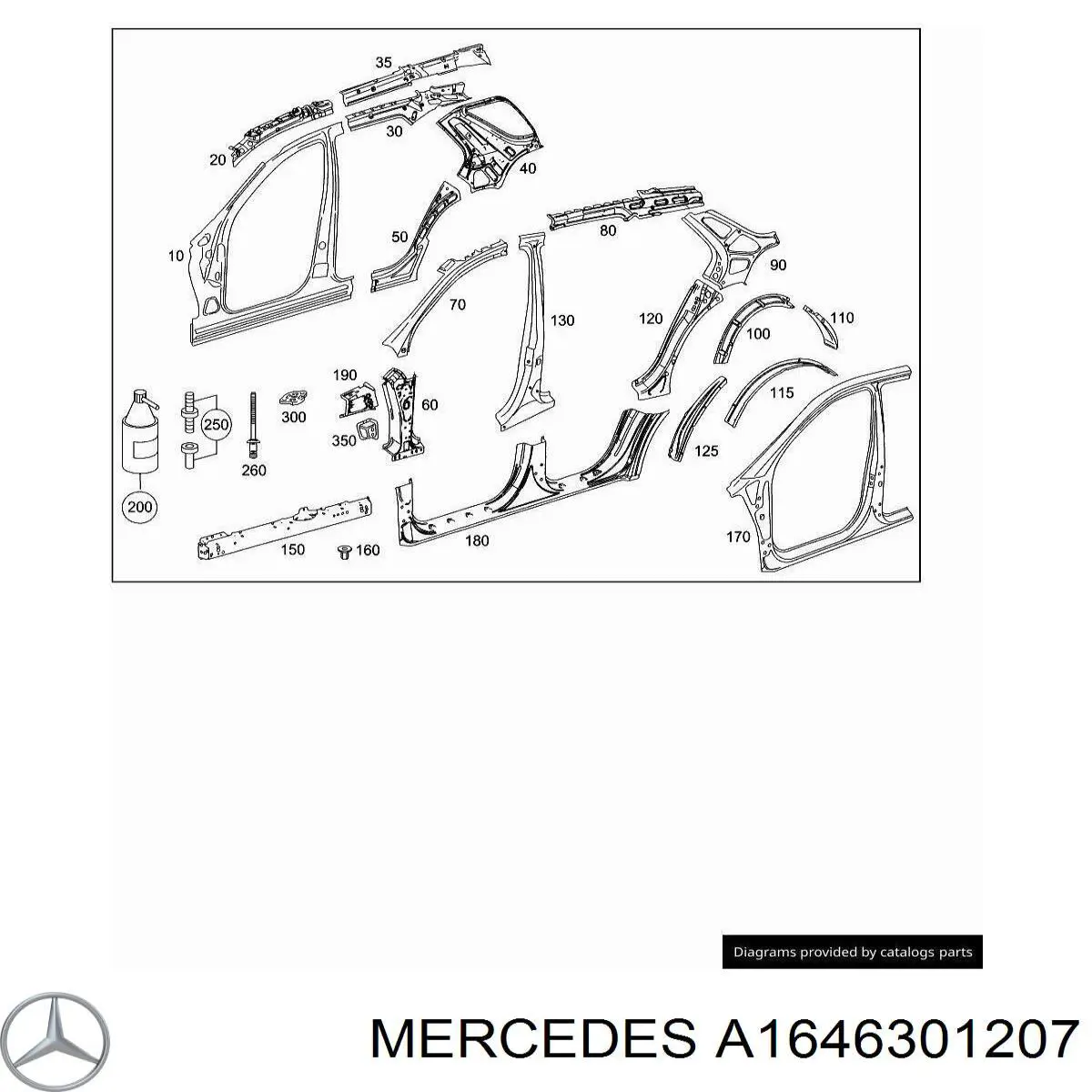 A1646301207 Mercedes Vão da porta direita dianteira