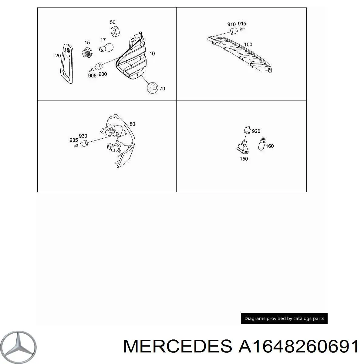 A1648261091 Mercedes Compactador da luz traseira externa