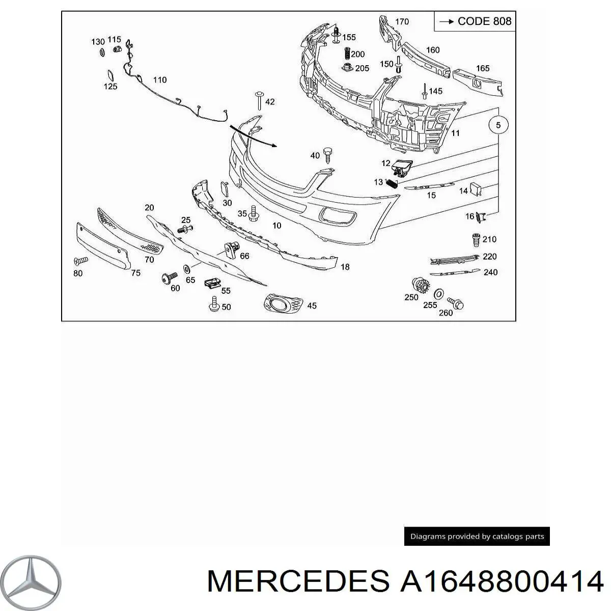 Compre A1648800414 Mercedes Guia do pára-choque dianteiro direito