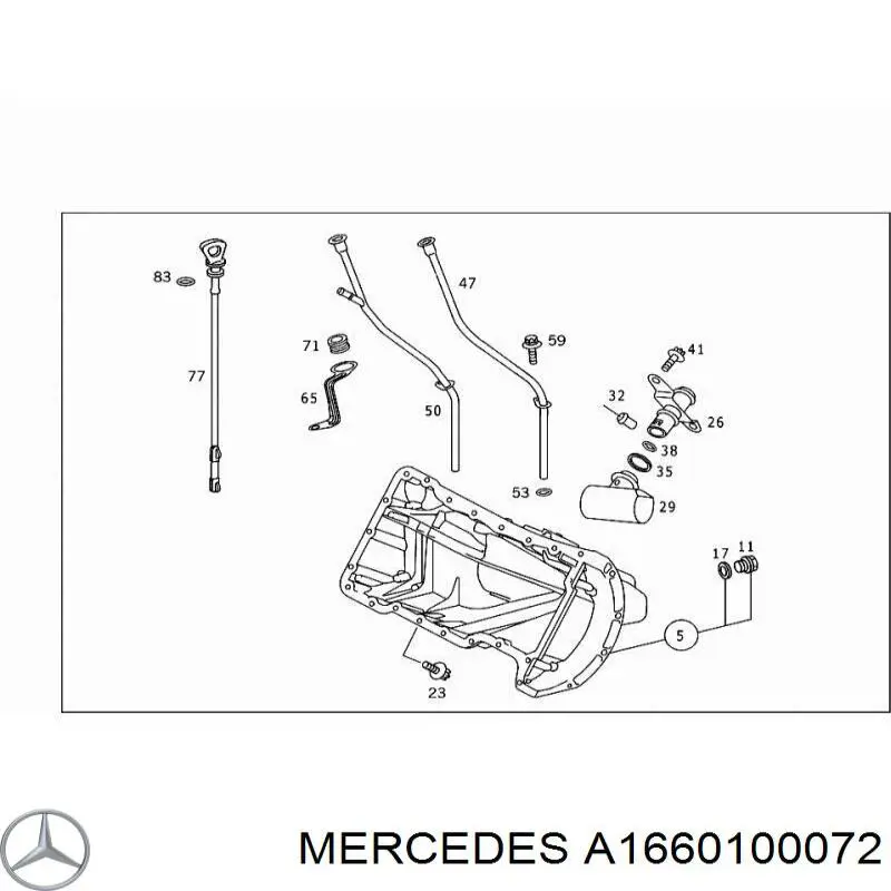 A166010007264 Mercedes Sonda (indicador) do nível de óleo no motor