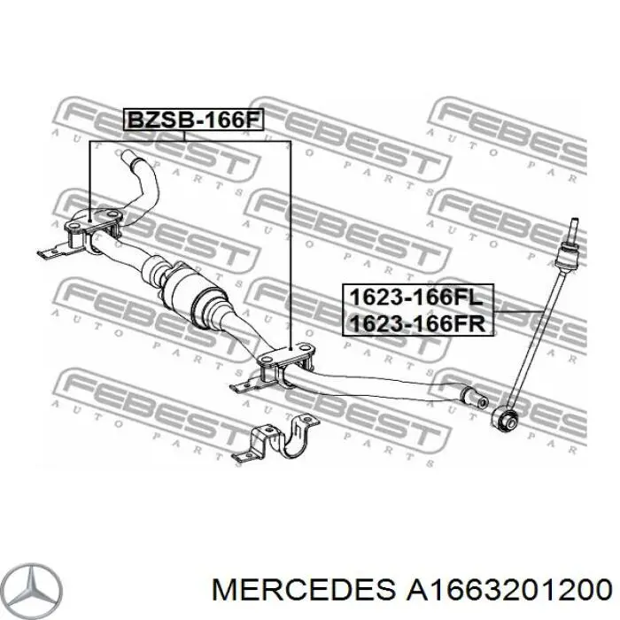A1663201200 Mercedes Montante direito de estabilizador dianteiro