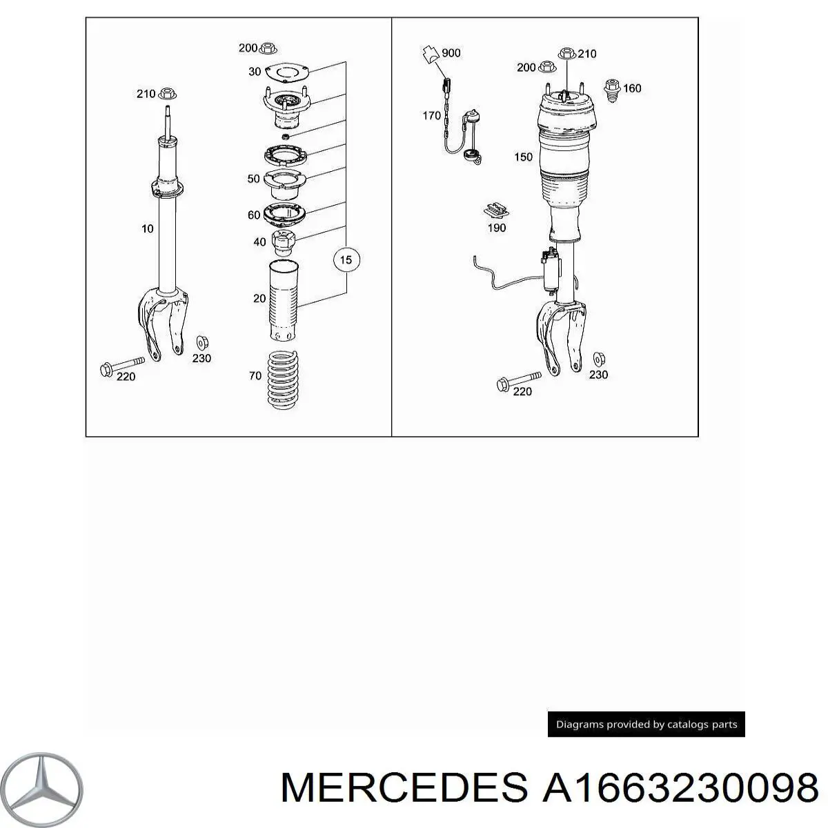 A1663230098 Mercedes Bota de proteção de amortecedor dianteiro