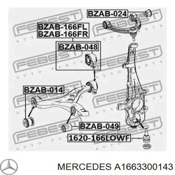 Bloco silencioso dianteiro do braço oscilante inferior Mercedes A1663300143 preço, a partir de 40,87 USD