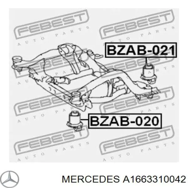 Bloco silencioso (coxim) de viga dianteira (de plataforma veicular) Mercedes A1663310042 preço, a partir de 59,63 USD