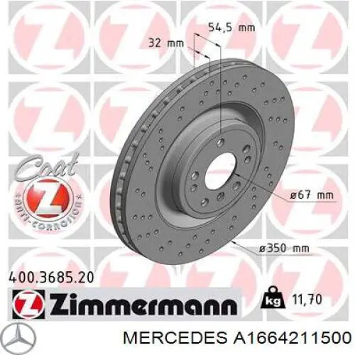 Compre A1664211500 Mercedes Disco do freio dianteiro