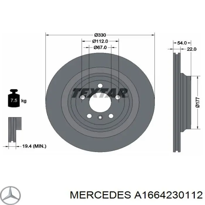 Disco do freio traseiro Mercedes A1664230112 preço, a partir de 89,04 USD