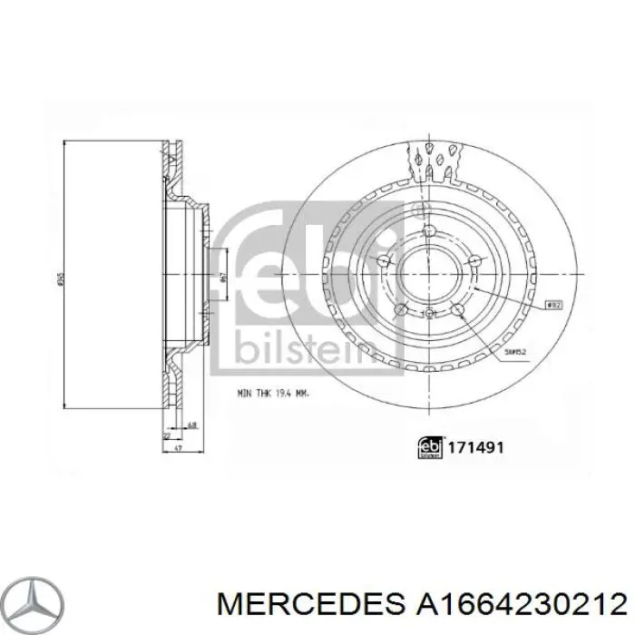 Compre A1664230212 Mercedes Disco do freio traseiro