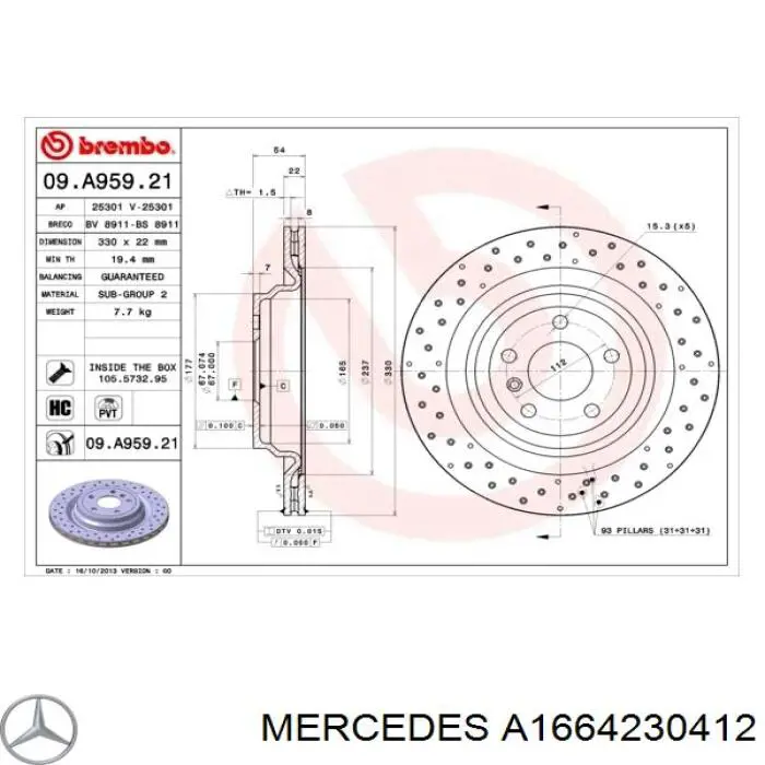 Disco do freio traseiro Mercedes A1664230412 preço, a partir de 87,39 USD