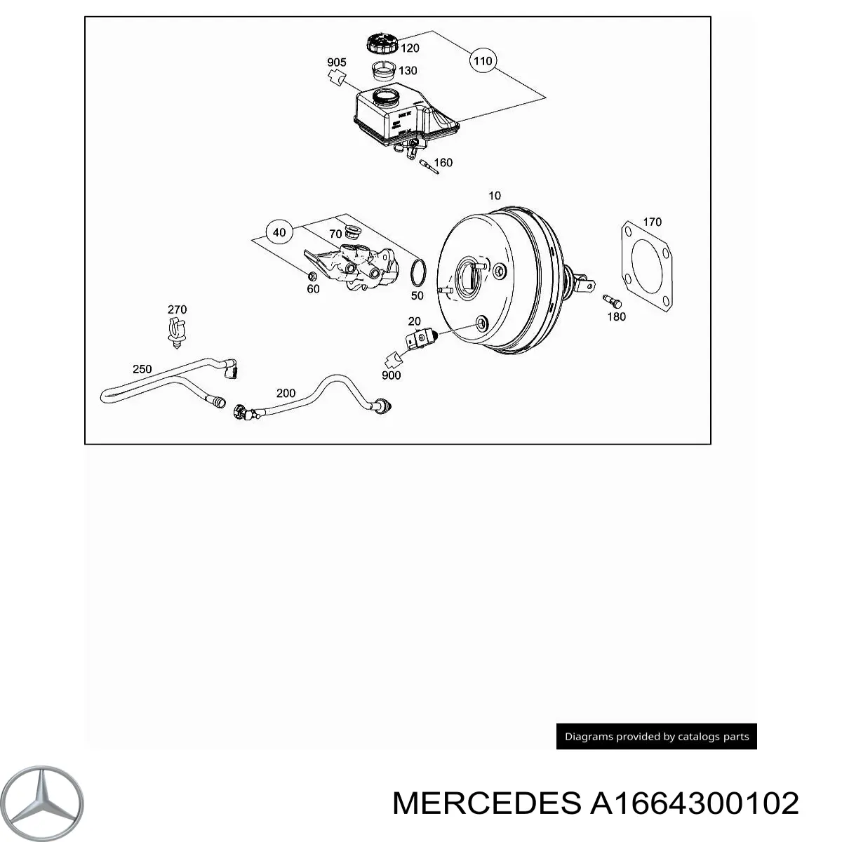 Compre A1664300102 Mercedes Tanque de cilindro mestre do freio (de fluido de freio)