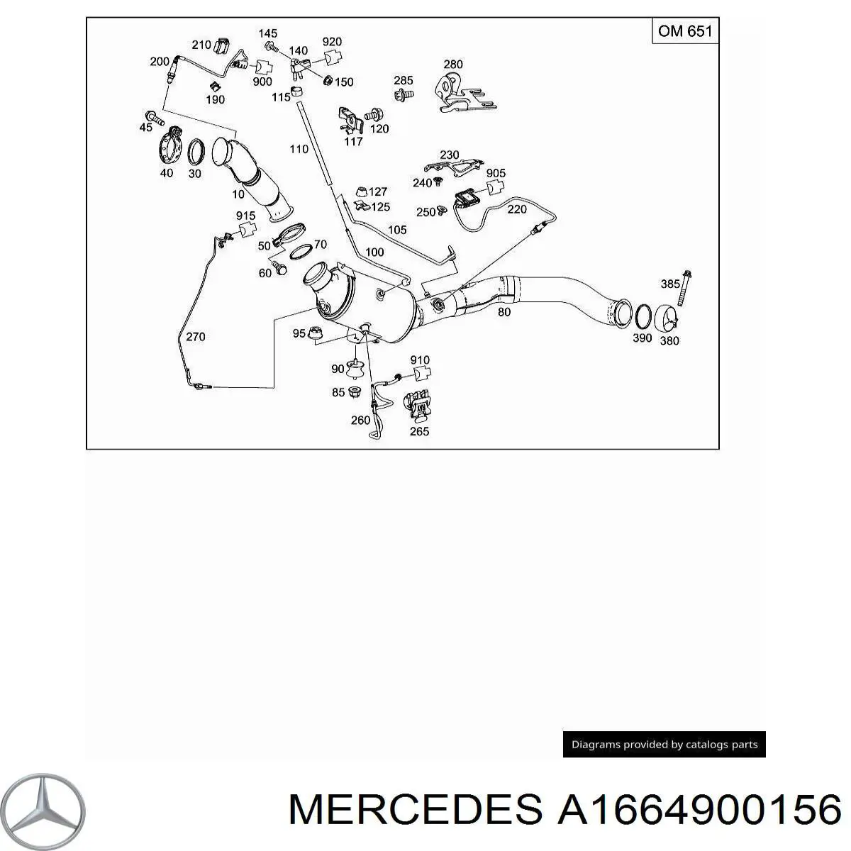 A1664900156 Mercedes Silenciador, parte central
