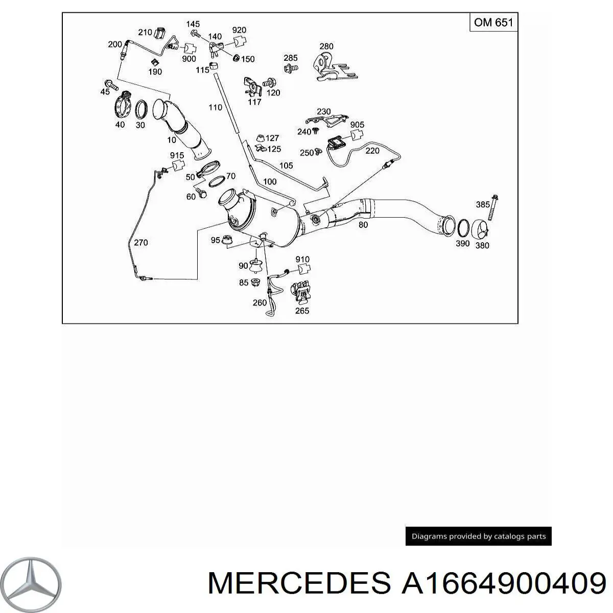 A1664900409 Mercedes Tubo de admissão dianteiro (calças) do silenciador