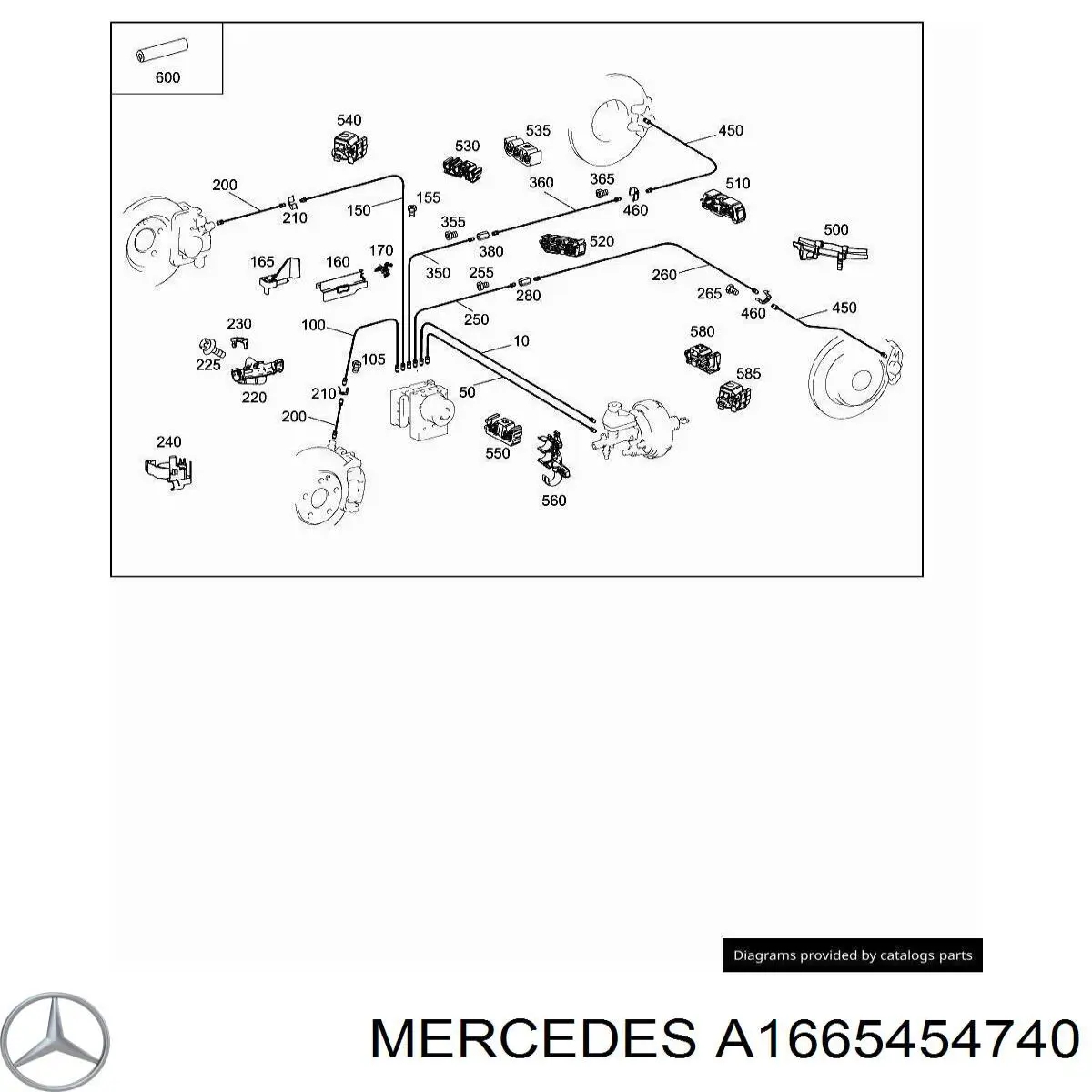 A1665454740 Mercedes Braçadeira de tubo do freio