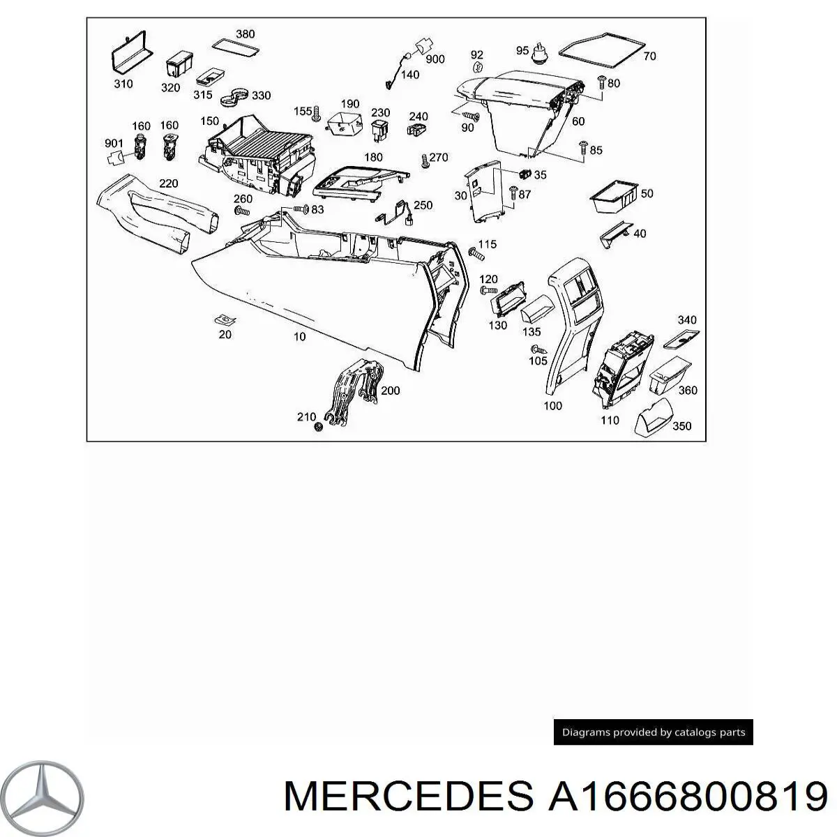 Braço de consola central Mercedes ML/GLE  W166