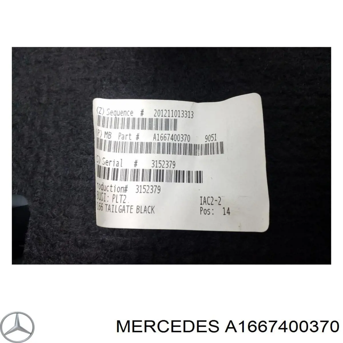 A1667400370 Mercedes Revestimento (cobrimento) de tampa de porta-malas (de 3ª/5ª porta traseira)