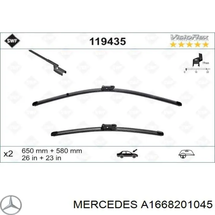 Limpa-pára-brisas do pára-brisas, kit de 2 un. Mercedes A1668201045 preço, a partir de 84,61 USD