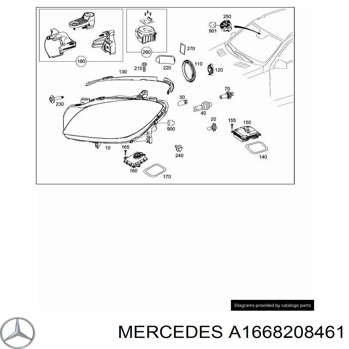 Luz direita Mercedes 1668204759 preço, a partir de 504,91 USD