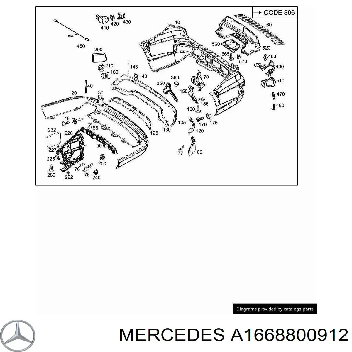 A1668800912 Mercedes Consola esquerda do pára-choque traseiro externo