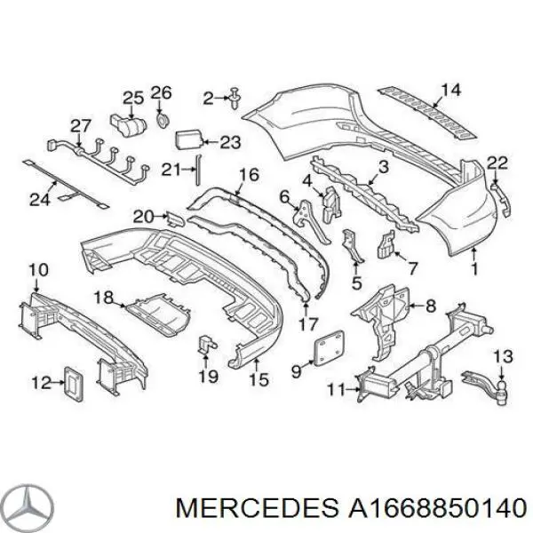 1668850140 Mercedes Consola direita do pára-choque traseiro
