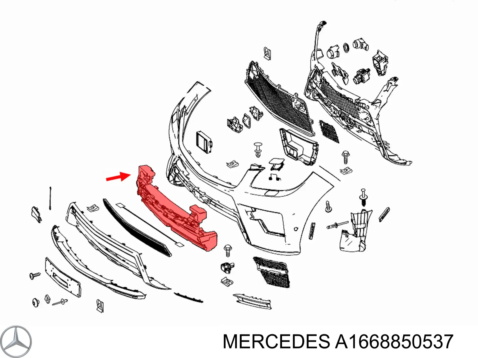 Absorvedor (enchido) do pára-choque dianteiro Mercedes A1668850537 preço, a partir de 107,12 USD
