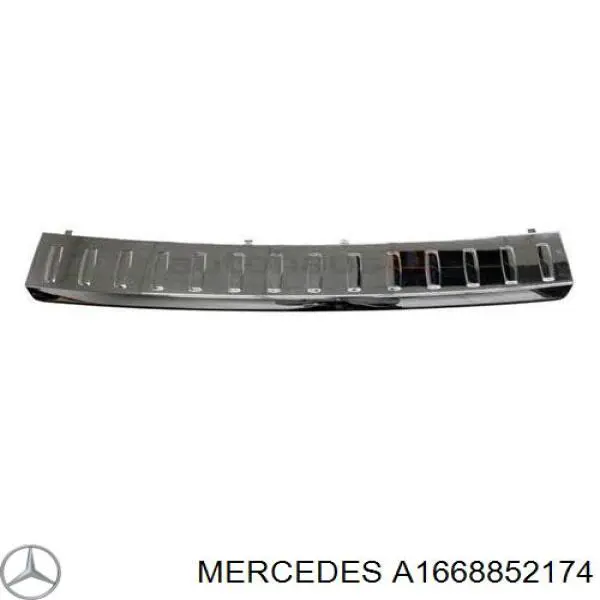 A1668852174 Mercedes Placa sobreposta do pára-choque traseiro superior de proteção (degrau-grampo dobrável)
