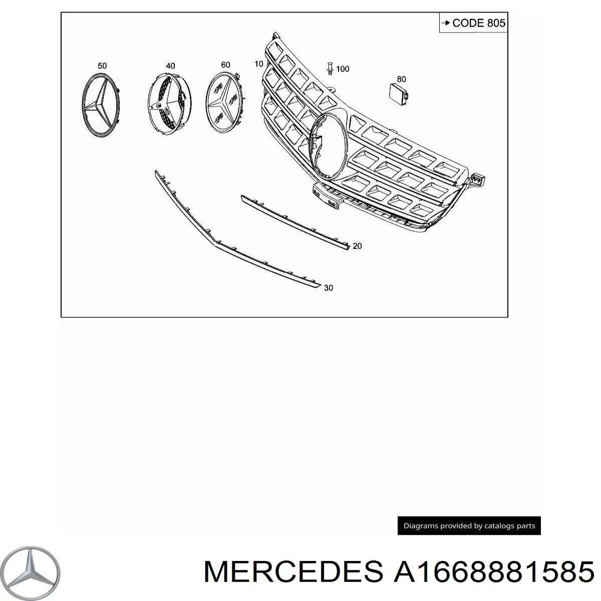 A1668881585 Mercedes Grelha do radiador