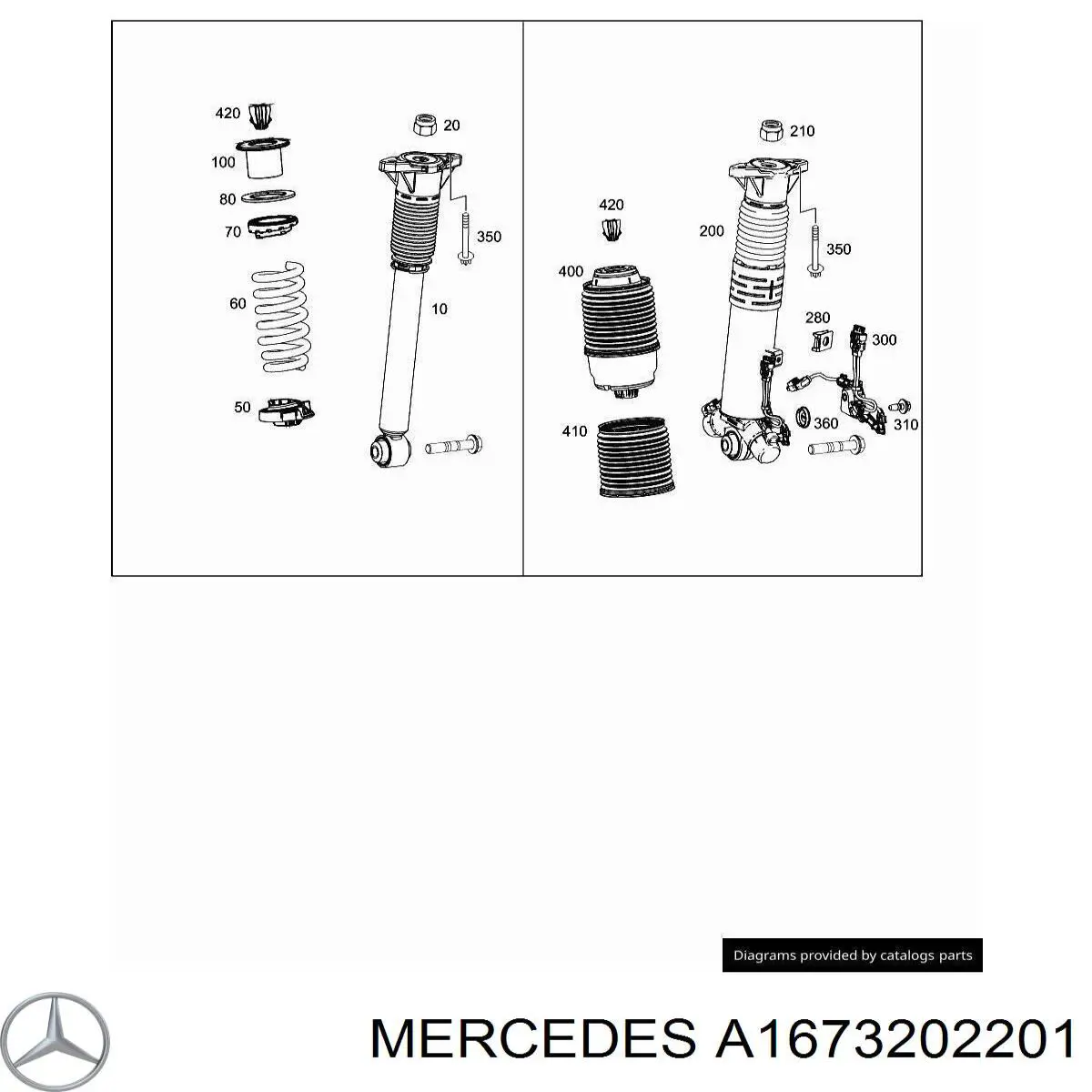 A1673202201 Mercedes Amortecedor traseiro direito