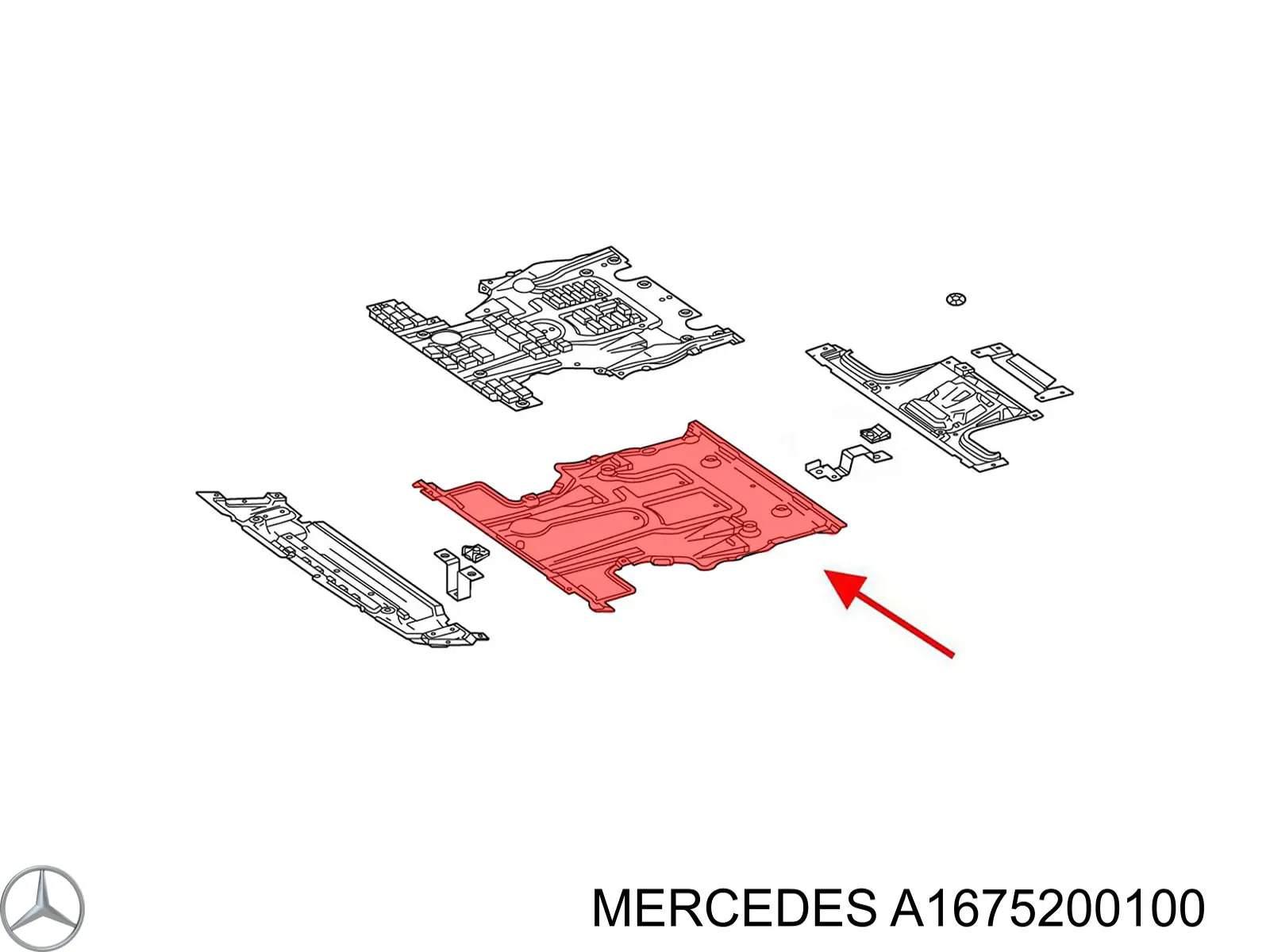 1675200100 Mercedes Proteção de motor dianteira