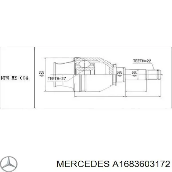 A1683603172 Mercedes Semieixo (acionador) dianteiro esquerdo