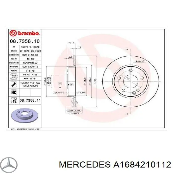 Compre A1684210112 Mercedes Disco do freio dianteiro