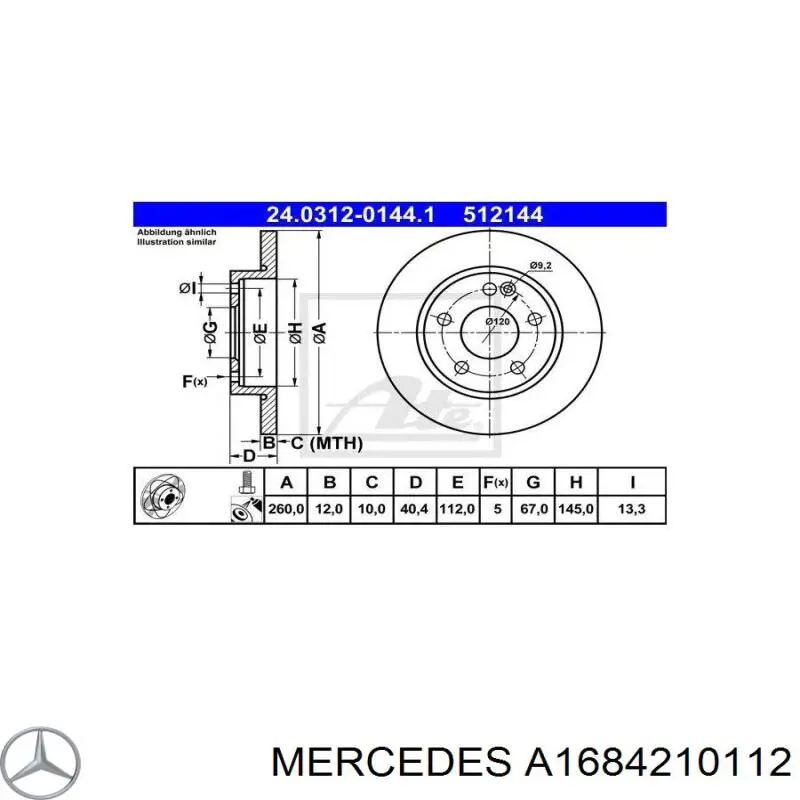 Disco do freio dianteiro Mercedes A1684210112 preço, a partir de 27,98 USD