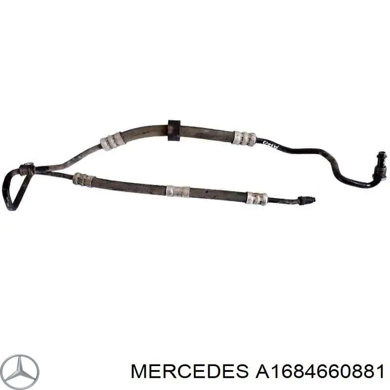 A1684660881 Mercedes Mangueira da Direção hidrâulica assistida de pressão alta desde a bomba até a régua (do mecanismo)