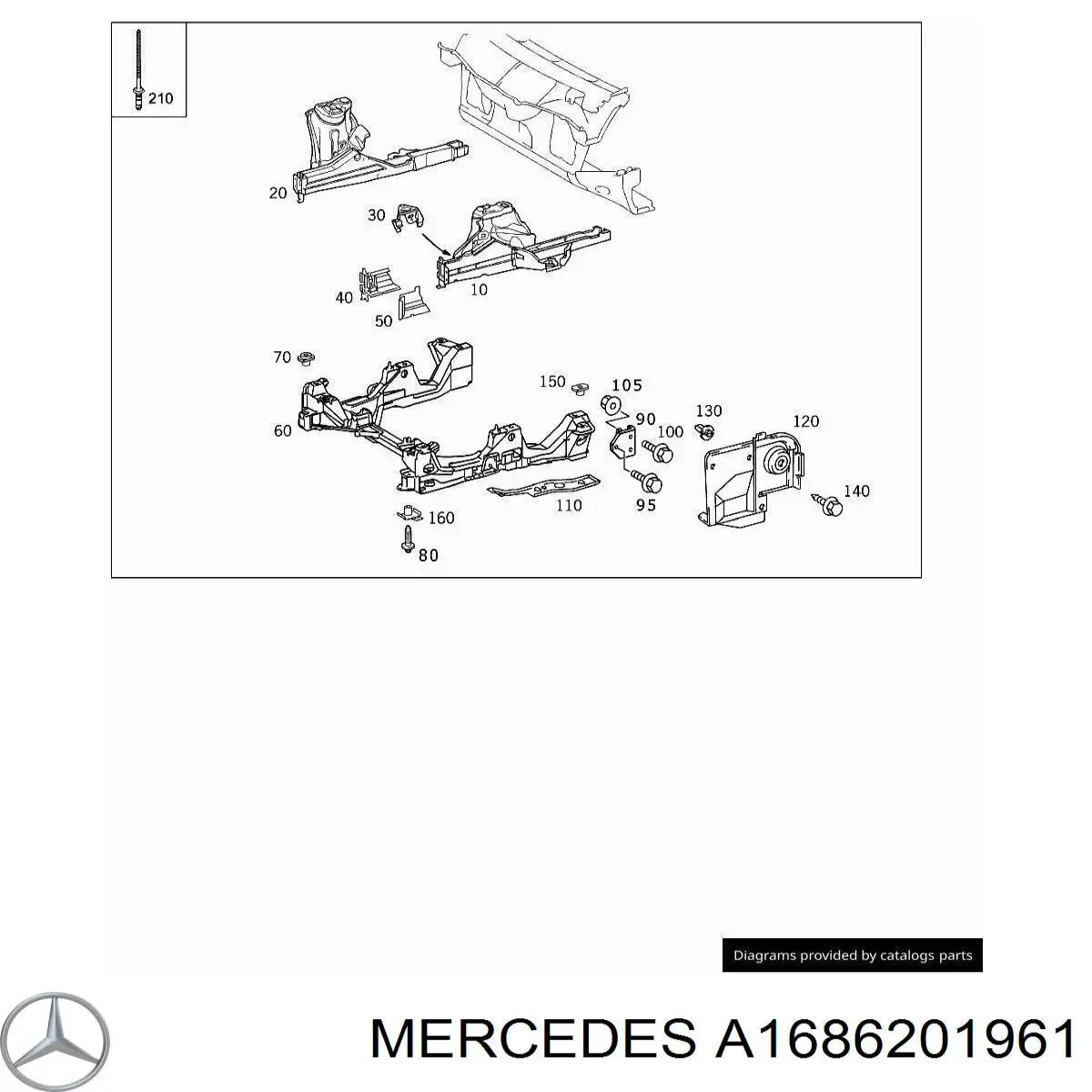 A1686201961 Mercedes Longarina de chassi dianteira esquerda