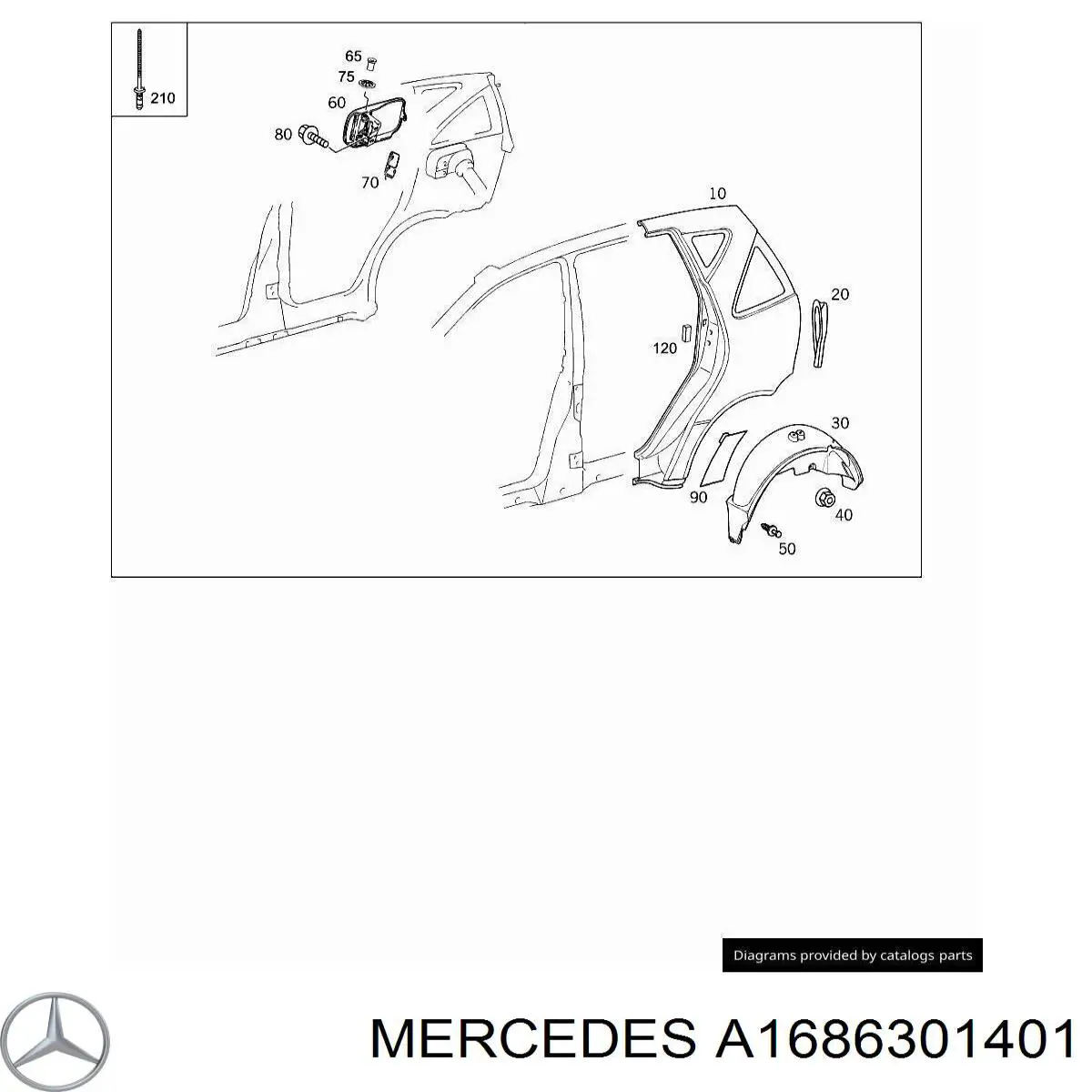 A1686301301 Mercedes Pára-lama traseiro esquerdo