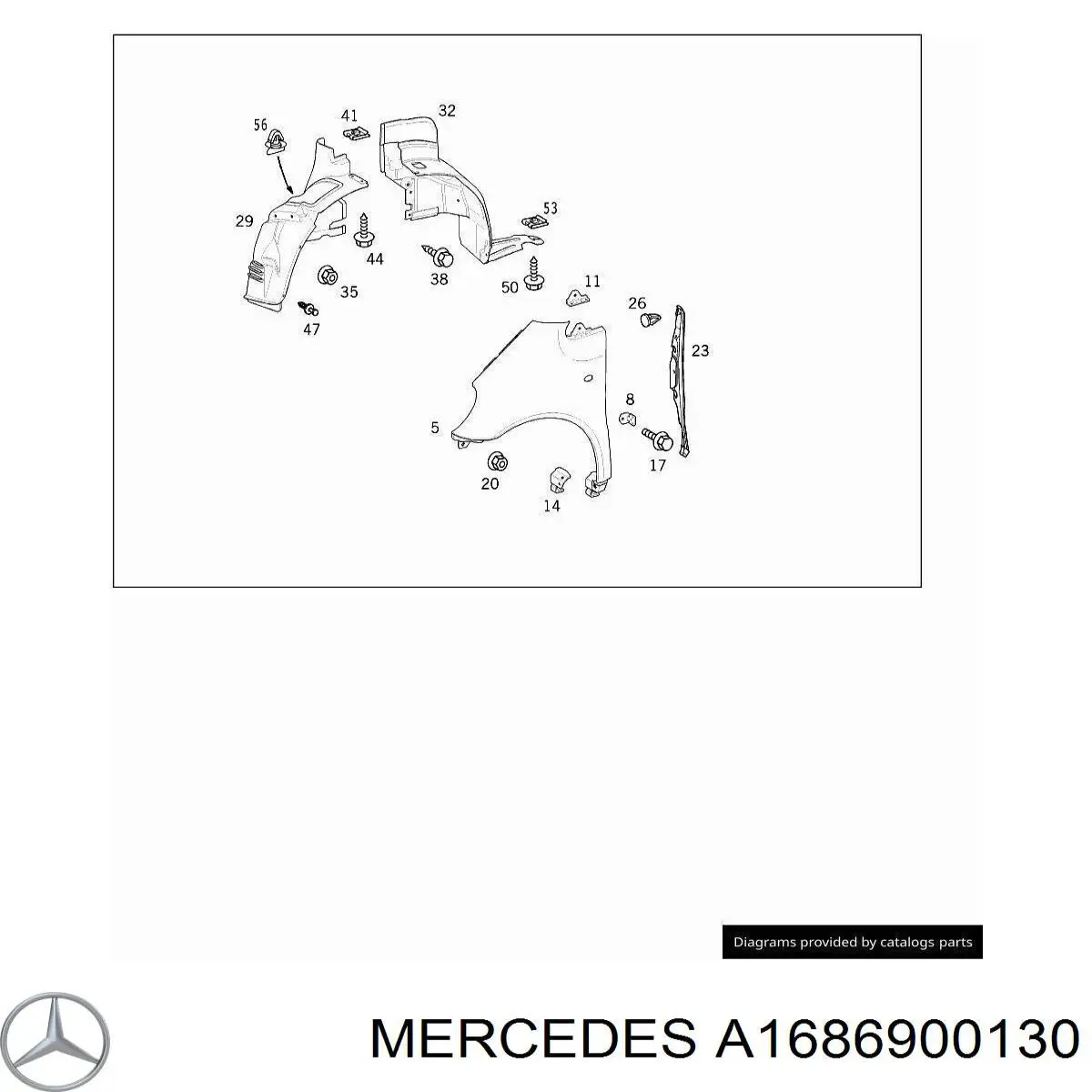 Guarda-barras esquerdo dianteiro do pára-lama dianteiro Mercedes A1686900130 preço, a partir de 23,65 USD