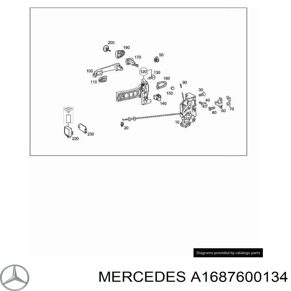 A1687600134 Mercedes Suporte de maçaneta externa da porta dianteira esquerda