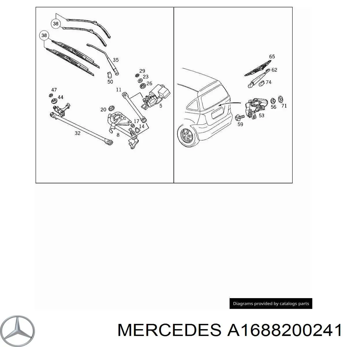 A1688200241 Mercedes Barra do trapézio de limpador pára-brisas esquerdo