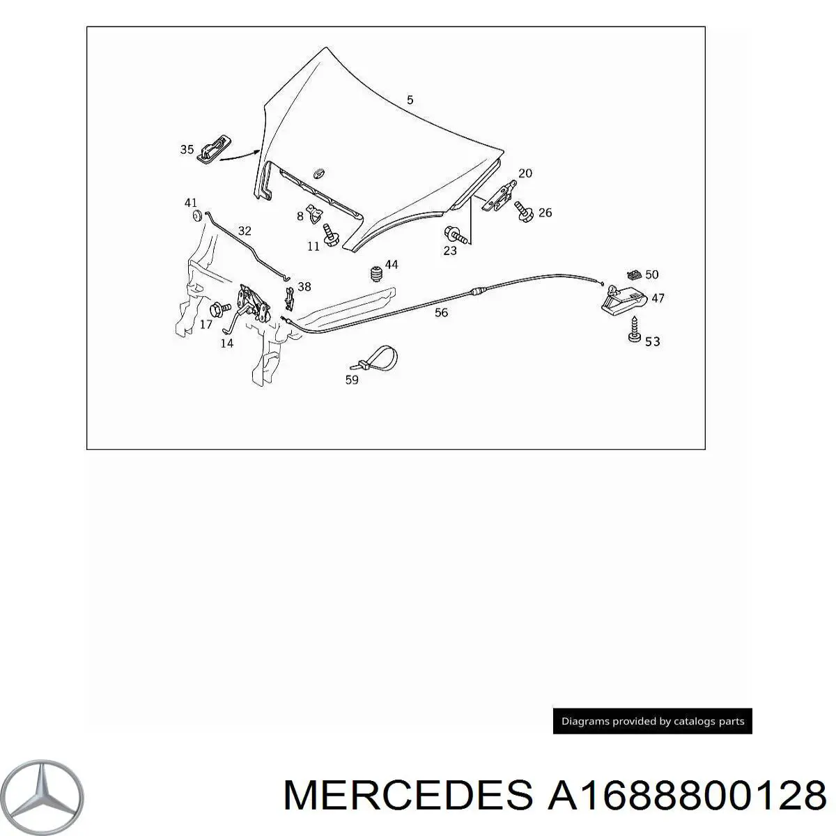 A1688800128 Mercedes Gozno da capota esquerdo