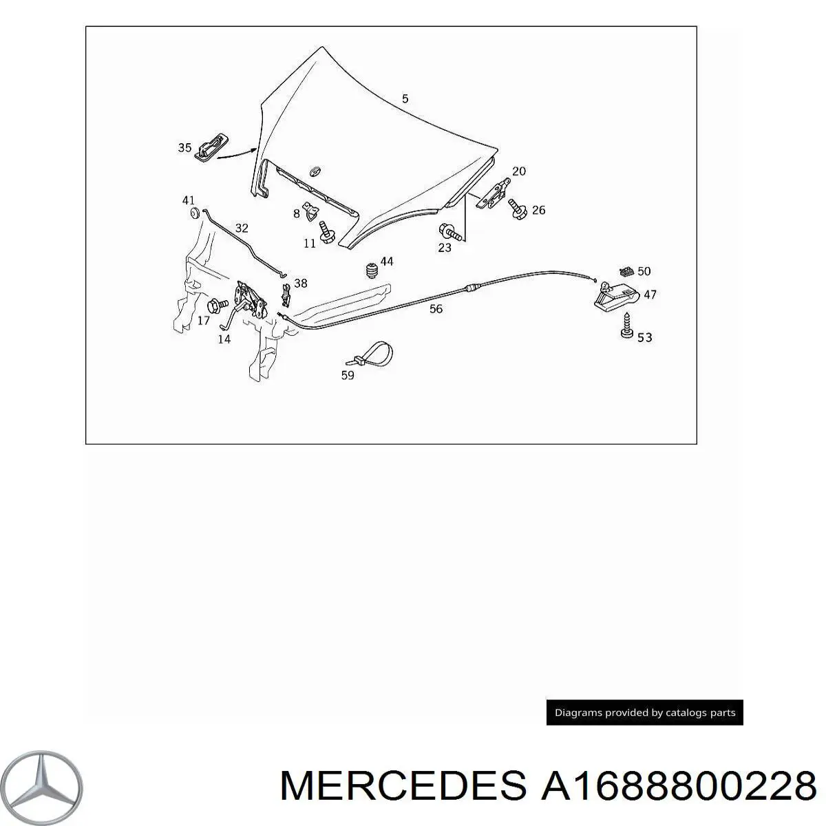 A1688800228 Mercedes Gozno da capota direito