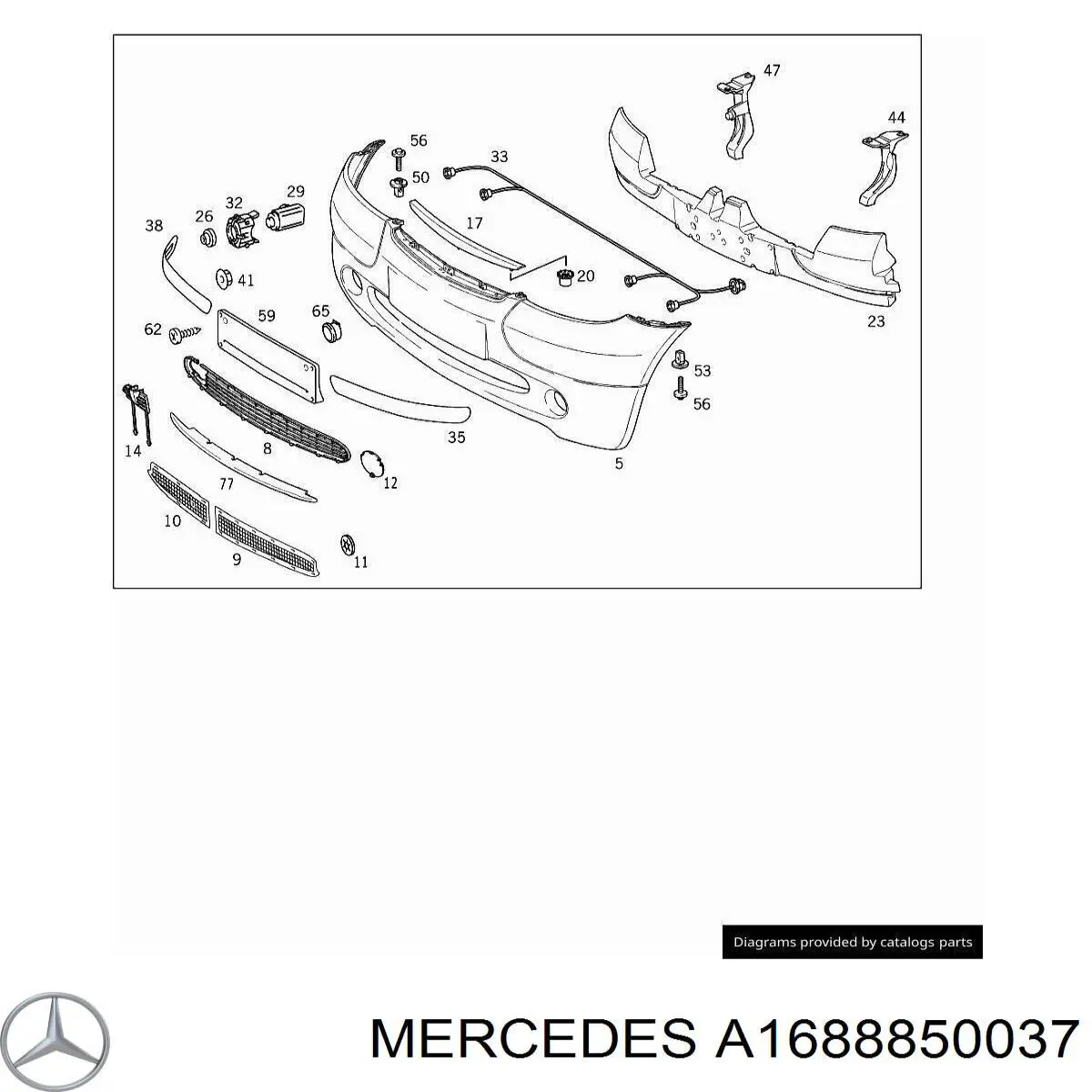 A1688850037 Mercedes Absorvedor (enchido) do pára-choque dianteiro