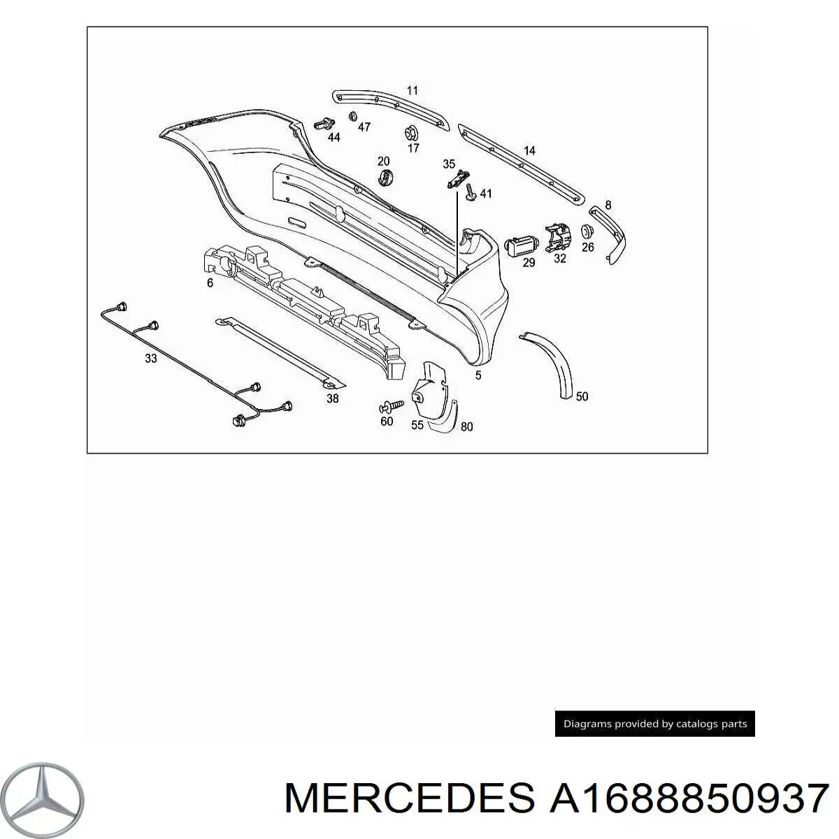 A1688850937 Mercedes Absorvedor (enchido) do pára-choque traseiro