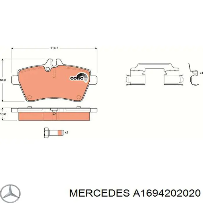 Sapatas do freio dianteiras de disco Mercedes A1694202020 preço, a partir de 30,20 USD