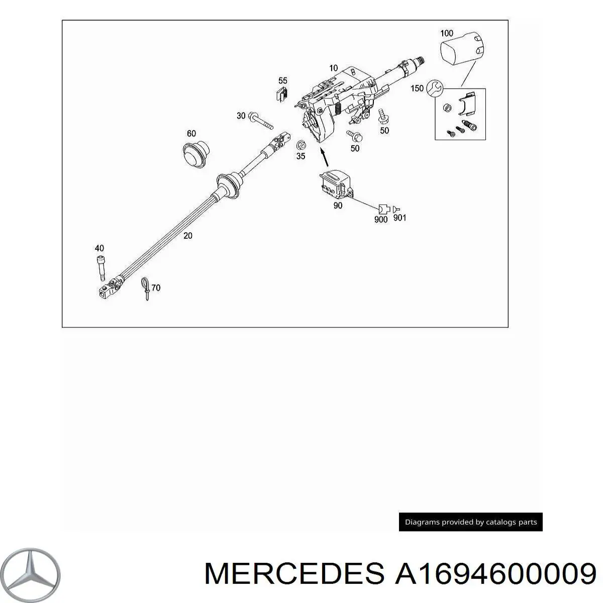 A1694600009 Mercedes Veio da coluna de direção inferior