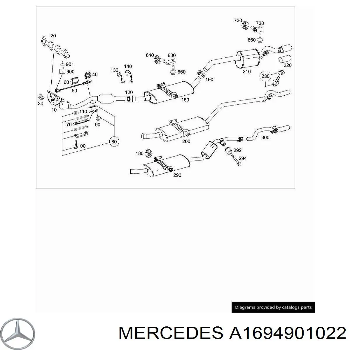 Compre A1694901022 Mercedes Silenciador, parte central