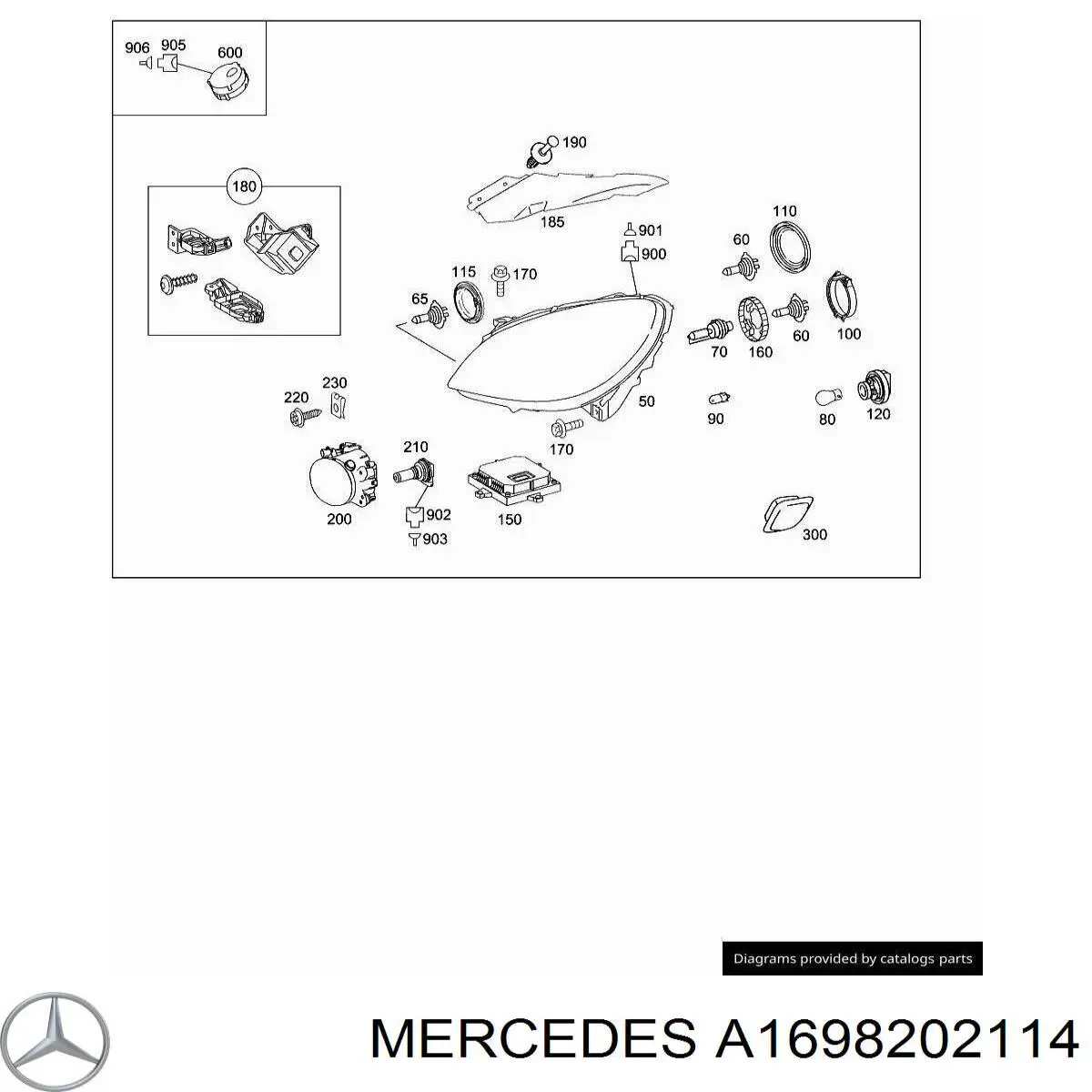 Consola (adaptador) de fixação da luz dianteira esquerda Mercedes A1698202114 preço, a partir de 110,53 USD