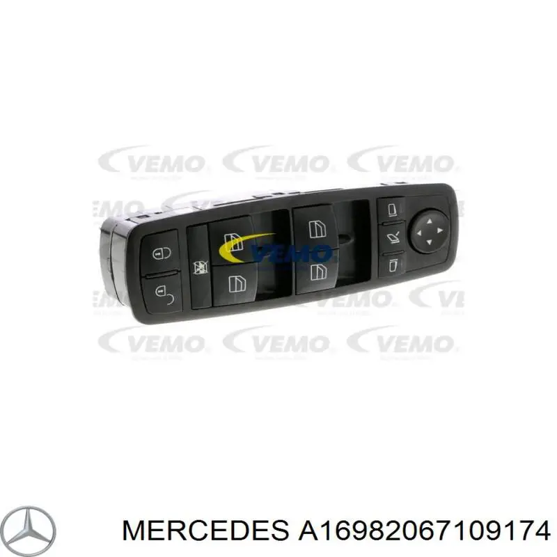 A16982067109174 Mercedes Unidade de botões dianteira esquerda de controlo de elevador de vidro