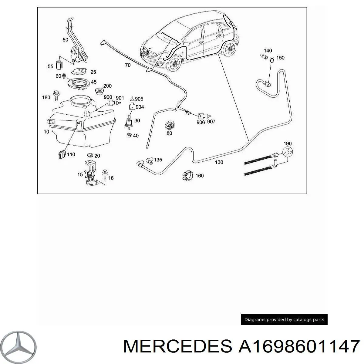 A1698601147 Mercedes Injetor de fluido para lavador da luz dianteira esquerda