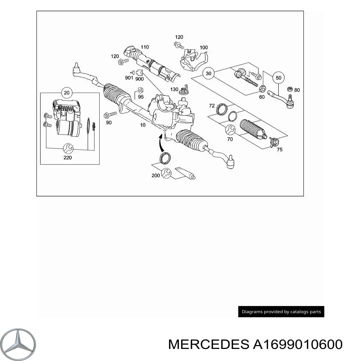 A1699010600 Mercedes Unidade de controlo de reforçador elétrico do volante