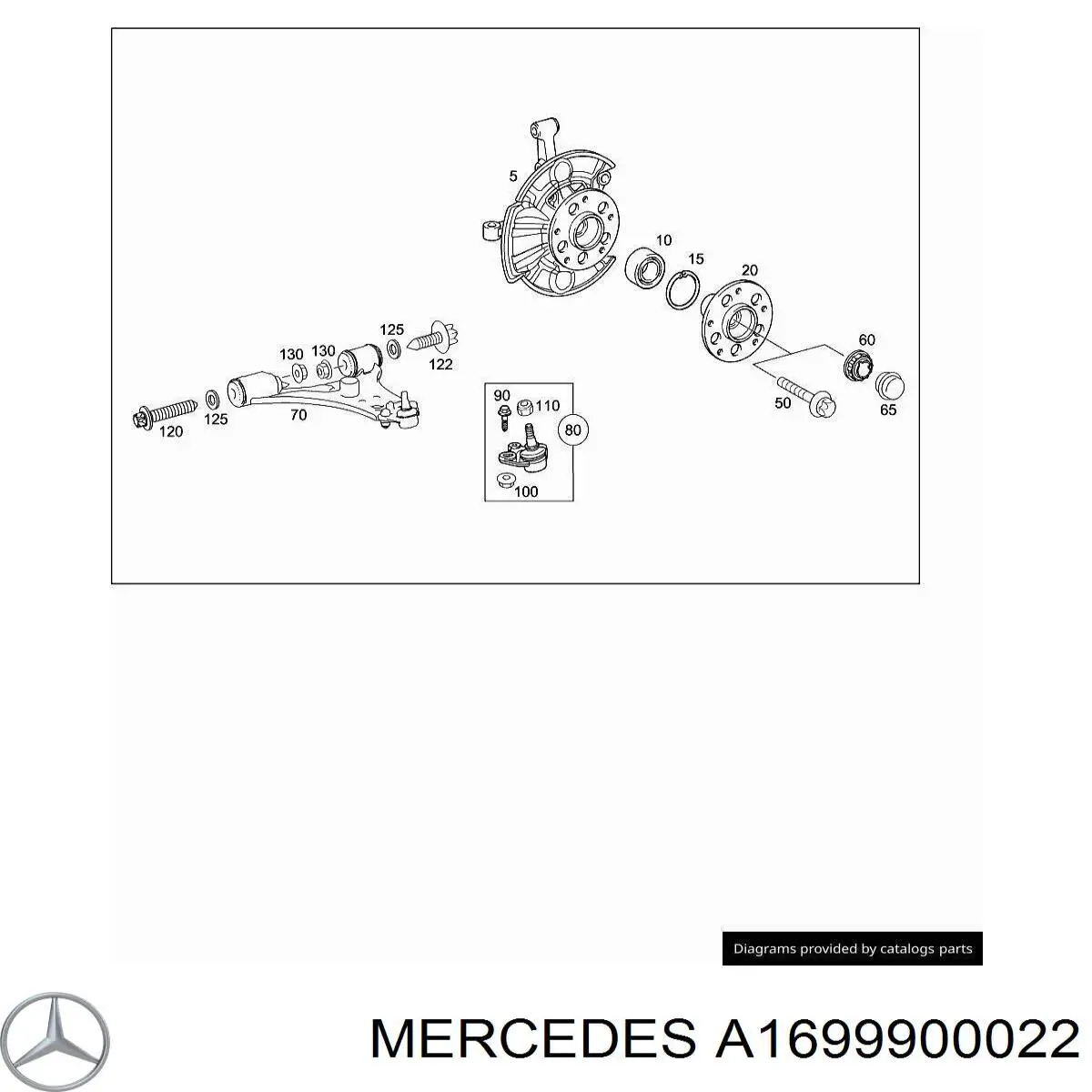 A1699900022 Mercedes Parafuso de fixação de braço oscilante dianteiro, inferior