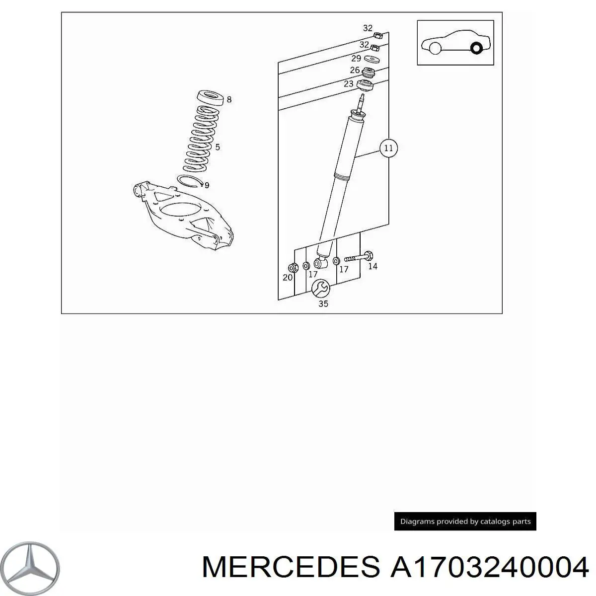 Mola traseira Mercedes A1703240004 preço, a partir de 65,50 USD